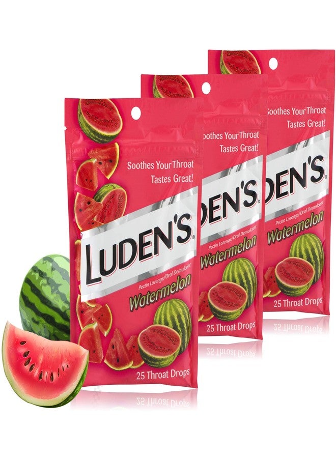 Luden's Watermelon Cough Throat Drops, Pectin Lozenge/Oral Demulcent, 25-Count Per Pack (3-Packs Total) - Image 1